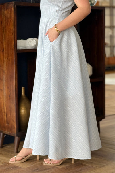 .Serenity Dobby Striped Halter Dress