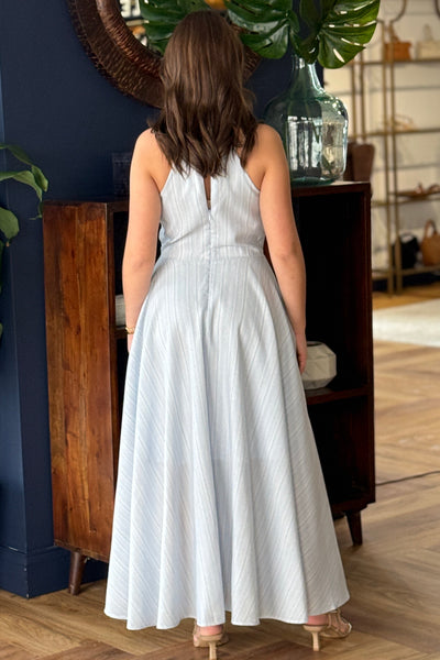 .Serenity Dobby Striped Halter Dress
