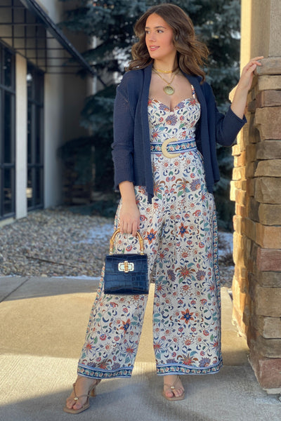 .Farm Rio Floral Delhi Tapestry Belted Jumpsuit