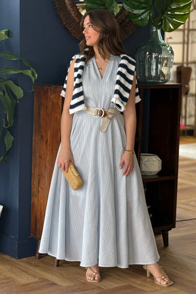 .Serenity Dobby Striped Halter Dress