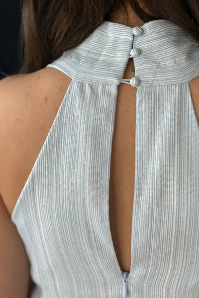 .Serenity Dobby Striped Halter Dress