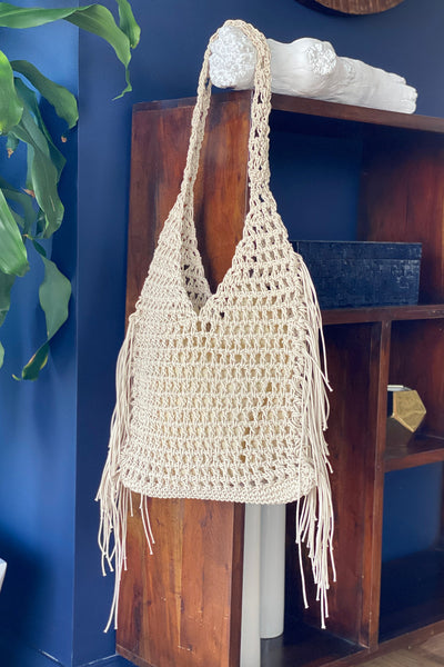 .Mirelle Macrame Fringe Tote