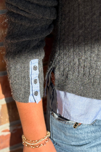 Tate Layered Look Shirt/Cardigan Combo