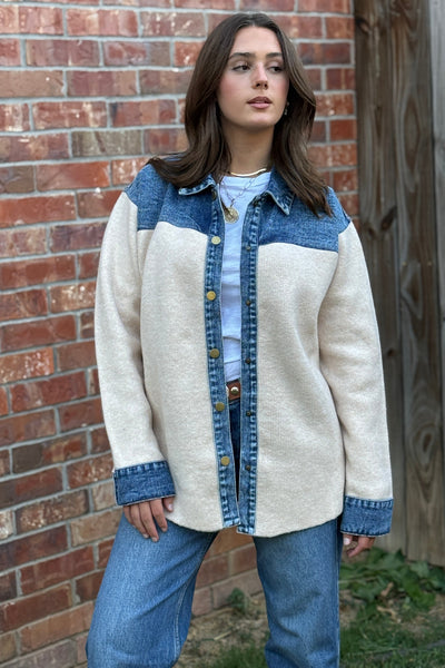 Jolene Denim & Sweater Shirt Jacket