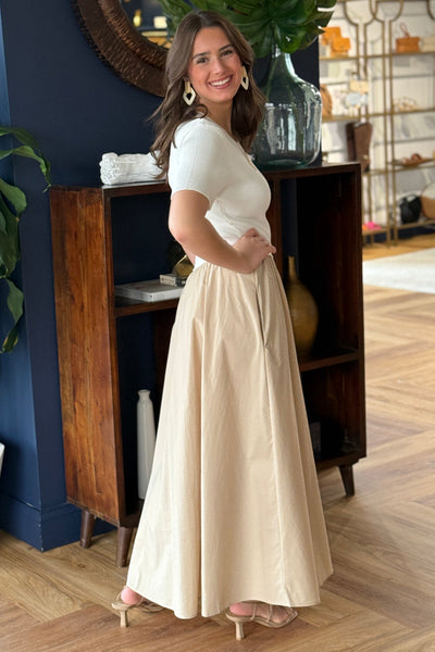 PRE-ORDER APRIL Megan Maxi Dress, Neutral