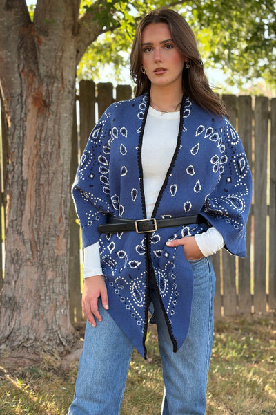 Camden Bandana Print Sweater Wrap