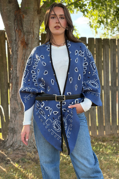 Camden Bandana Print Sweater Wrap