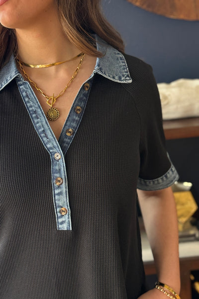 Lindsay Denim Collar Knit Dress