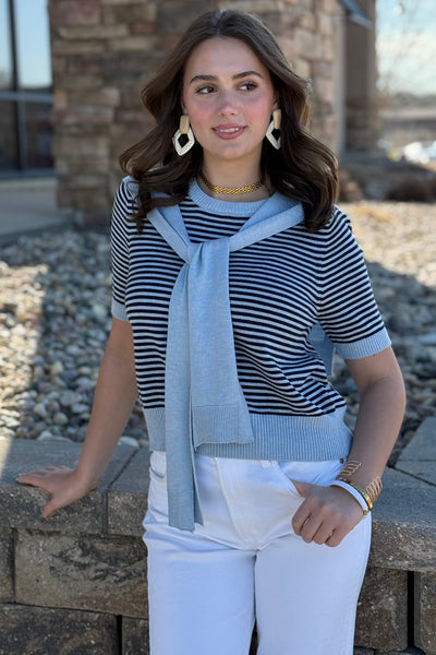 Alex Striped Layered Crew Sweater