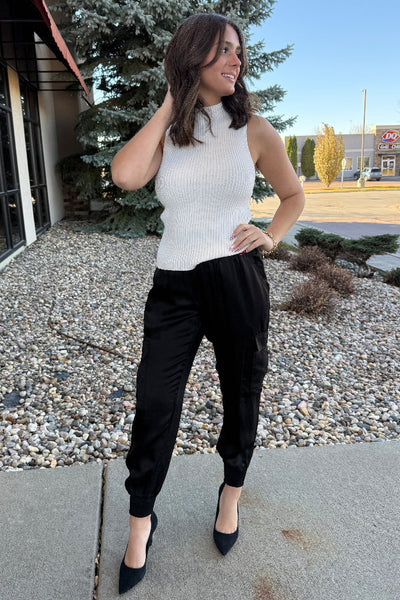 Claudia Ribbed Mock Neck Sweater, Ivory