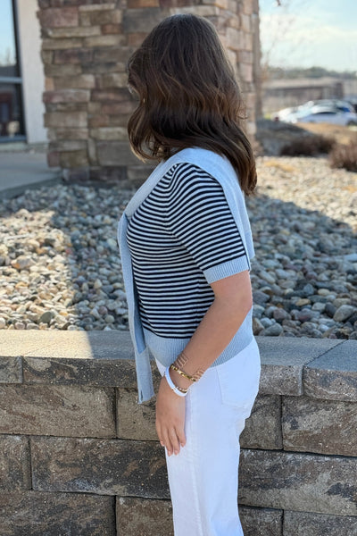 Alex Striped Layered Crew Sweater