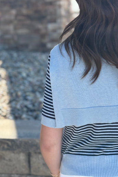 Alex Striped Layered Crew Sweater
