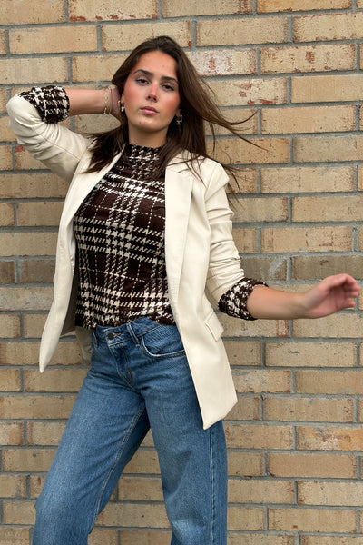 Miller Faux Leather Blazer, Cream