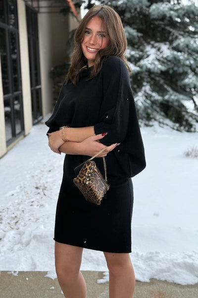 Michelle Asymmetrical Draped Sweater Dress