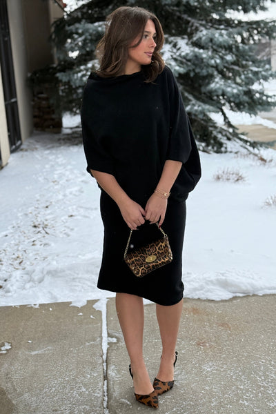 Michelle Asymmetrical Draped Sweater Dress