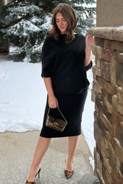 Michelle Asymmetrical Draped Sweater Dress