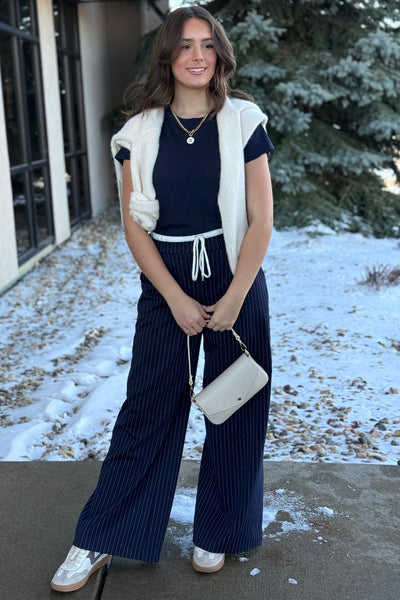 Mandi Pinstripe Drawstring Trousers