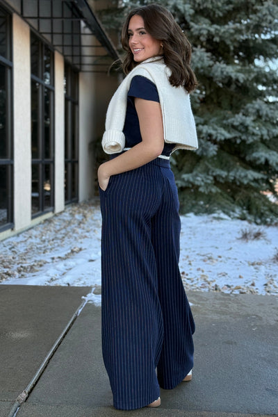 Pre-Order January Mandi Pinstripe Drawstring Trousers