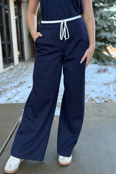 Pre-Order January Mandi Pinstripe Drawstring Trousers