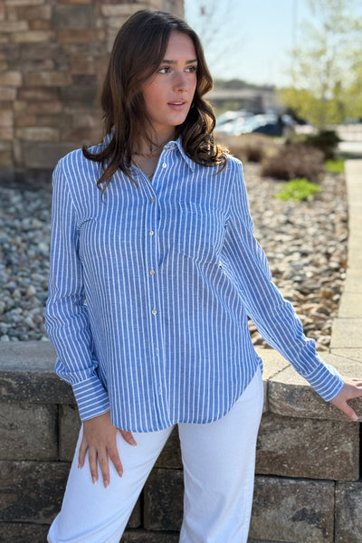 Bristol Cotton/Linen Blend Striped Shirt