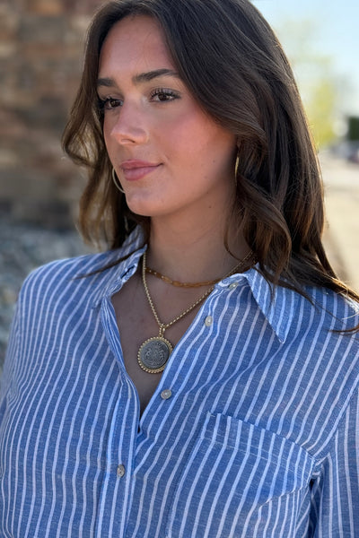 Bristol Cotton/Linen Blend Striped Shirt