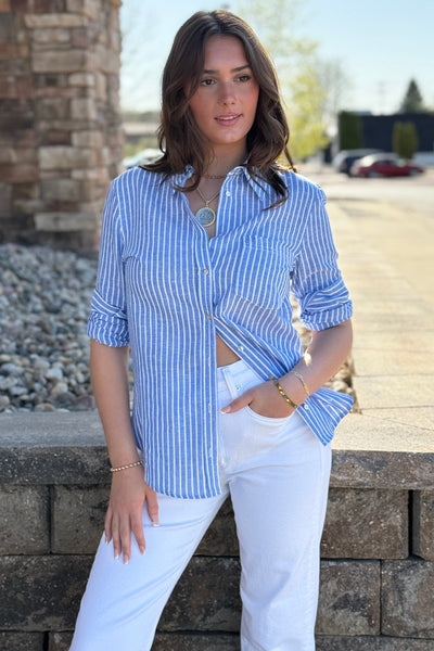 Bristol Cotton/Linen Blend Striped Shirt