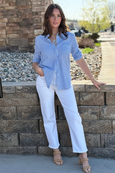 Bristol Cotton/Linen Blend Striped Shirt