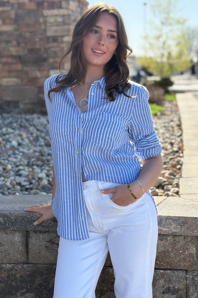 Bristol Cotton/Linen Blend Striped Shirt