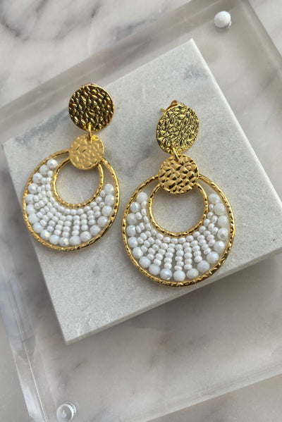 .Luna Drop Earrings, White