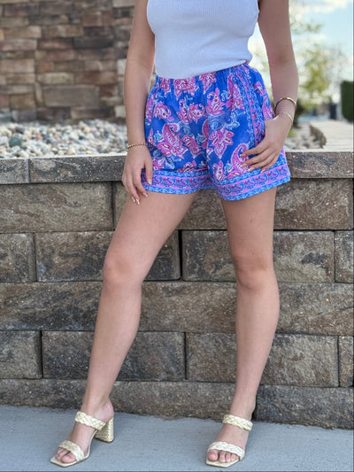 Remi Border Print Shorts