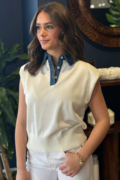 .Skylar Denim Collar Sweater