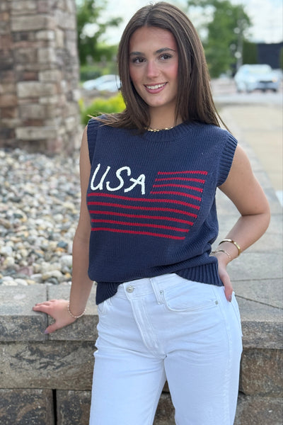 USA Flag Sleeveless Sweater