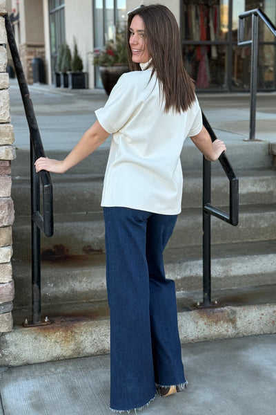 Claudia Faux Leather 1/2 Zip Top - RUST & Co.