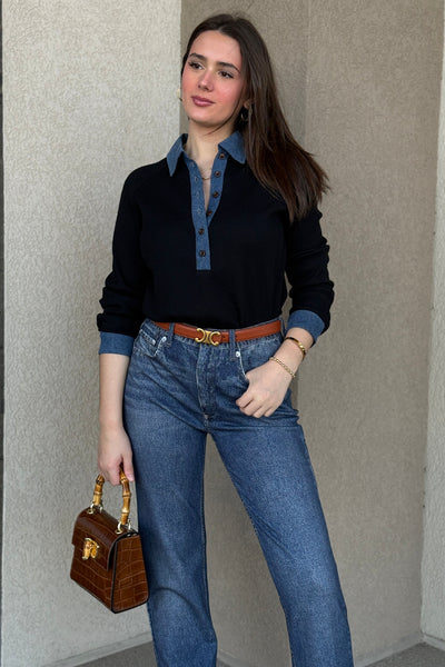 Charley Denim Collar Top