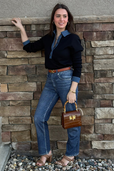 Charley Denim Collar Top