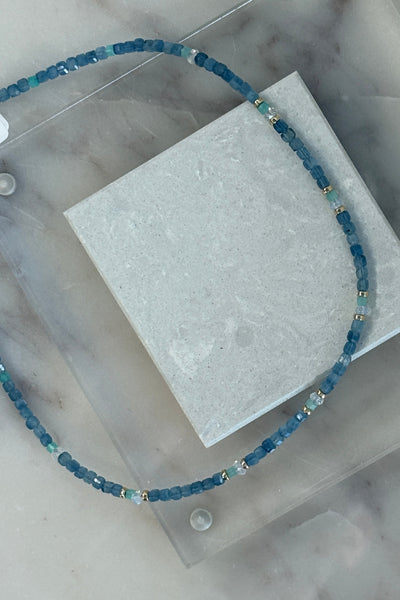 .Mini Beaded Santa Maria Aquamarine & Amazonite Necklace