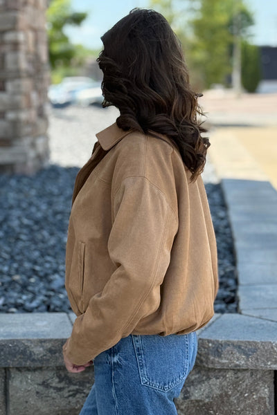 Pre-Order August Morgan Faux Suede Bomber