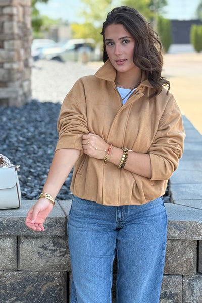 Pre-Order August Morgan Faux Suede Bomber