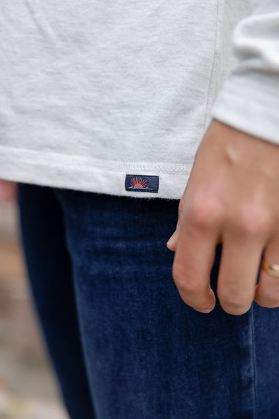 Faherty Cloud Long Sleeve Henley, Ivory Heather