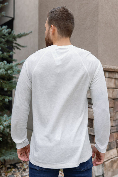 Faherty Cloud Long Sleeve Henley, Ivory Heather