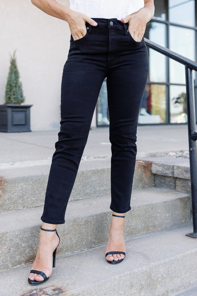 Citizens of Humanity Isola Mid-Rise Straight, Black, Size 31