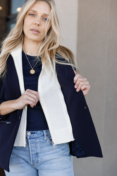 Veronica Beard Cashmere Uptown Dickey, Ivory