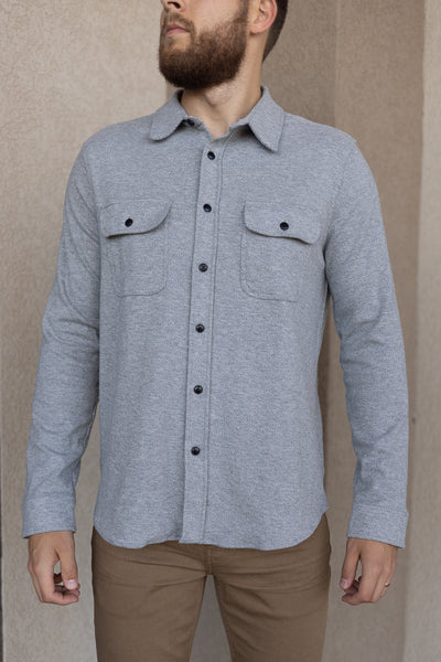 Faherty Legend Sweater Shirt, Fossil Grey Twill