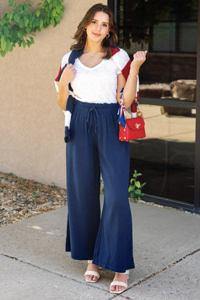 Calhoun Wide Leg Cotton Gauze Pants
