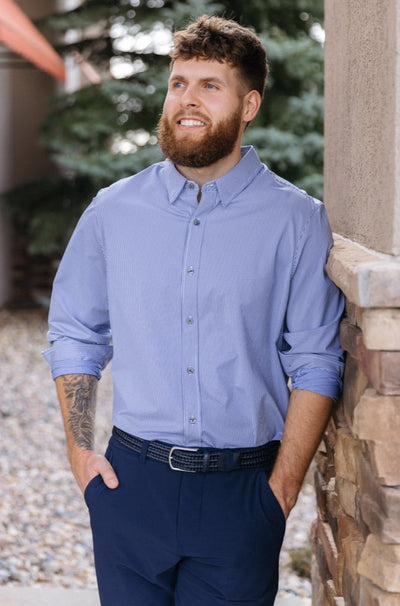 Rhone Commuter Shirt, Blue Stripe