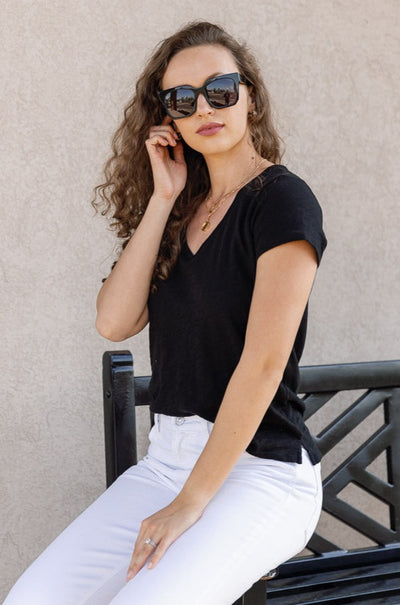 ATM Schoolboy Slub Jersey V-Neck Tee