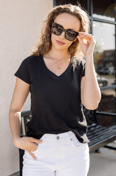 ATM Schoolboy Slub Jersey V-Neck Tee