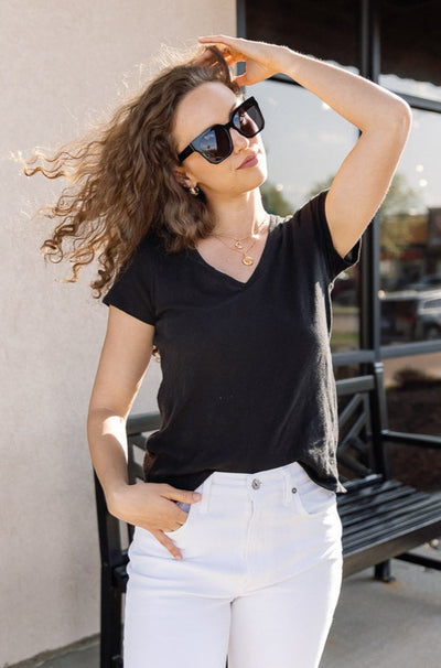 ATM Schoolboy Slub Jersey V-Neck Tee