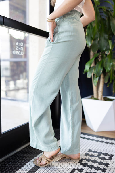 Bella Dahl Smocked Waist Wide Leg Pant, Oasis