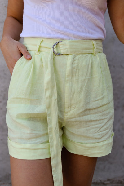 Joie Dixon Linen Shorts, Shadow Lime